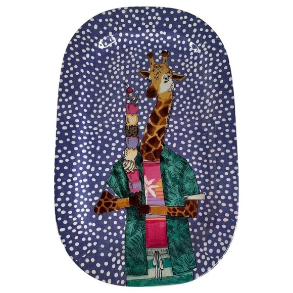 Set Of 3 Novogratz Rectangular Melamine Plates Llama Glasses Giraffe Ice Cream - Picture 2 of 7